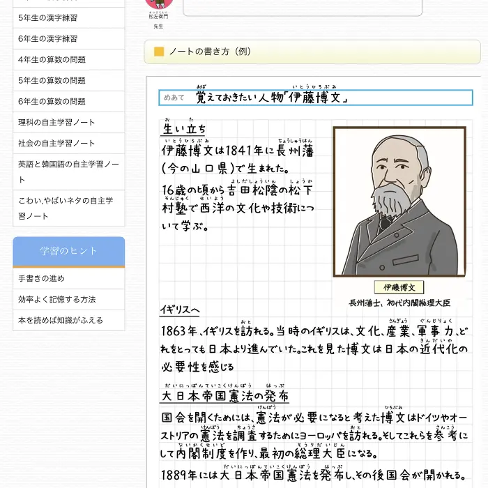 伊藤博文　小学生まなび研究会　イケてるキノコ|Webサイト100選