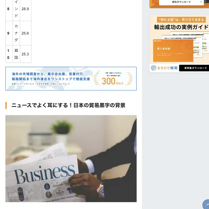 貿易ドットコム　貿易黒字とは？　イケてるキノコ|Webサイト100選